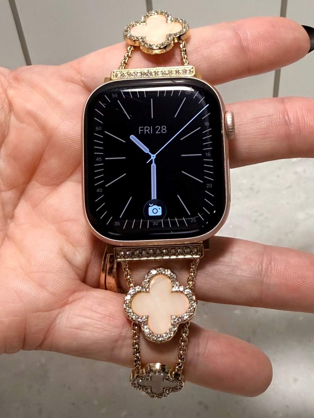 Gold Floral Crystal Bracelet Band for Apple Watch - Picture 6 of 7